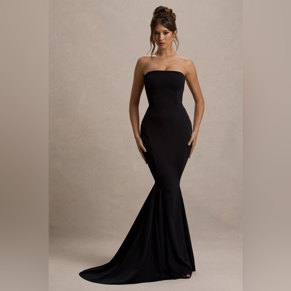 Club L London Strapless Bandeau Fishtail Dress